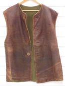 British Army brown leather jerkin, size large