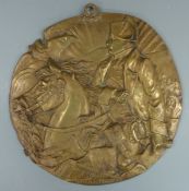 A large brass wall plaque of Napoleon Bonaparte the Sun of Austerlitz, signed by Jacques Edwards,