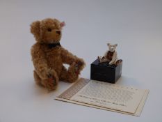 Steiff Teddy bear The Royal Crown Derby Bear with blonde mohair, shaved snout, patterned pads,