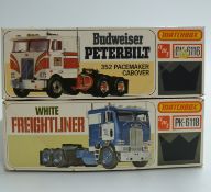 Two Matchbox AMT 1:25 scale model lorry kits Budweiser Peterbilt Pacemaker Cabover 352 PK-6116 and