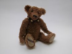 Bizarre Bear Bearesque Teddy bear with brown mohair, growler, jointed limbs and bell collar, 50cm