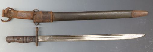 United States of America M1917 bayonet stamped Remington to 43cm blade, complete with scabbard and