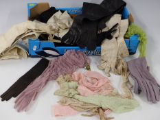 Collection of vintage gloves including leather examples