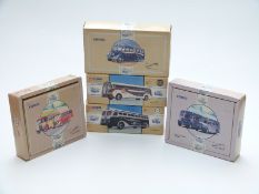 Five Corgi Classics and Commercials diecast model buses and bus sets Silver Service 97070,