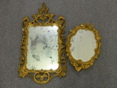 Two ornate gilt framed mirrors, largest H96cm