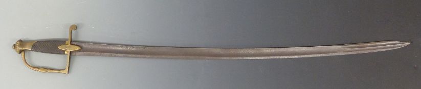 A Fortree Percanar NCO's sword, no scabbard, weathered blade, brass hand guard. Blade length 80cm.