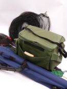 A collection of fishing equipment including Leeda, Silstar, box, accessories etc