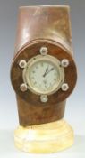 WWI propeller clock with Smiths dial and marble plinth, height 39cm