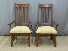 Pair of upholstered Art and Crafts / Art Nouveau armchairs