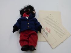 Steiff Teddy bear Golly Boy with black felt body, blue jacket and red trousers, limited edition