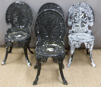 Four metal garden chairs