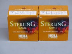 Fifty Hull Sterling Game 20 gauge shotgun cartridges, in two original boxes.   PLEASE NOTE THAT A