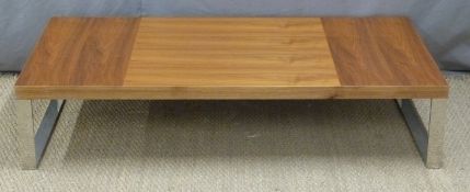 Modern coffee table with chrome legs, L140 x W72 x H31cm