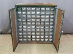 Metal collectors' or workshop cabinet with 80 small drawers