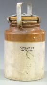 WWI British Army anti gas ointment in stone jar, 24cm tall