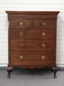 Georgian mahogany inlaid chest of two over three drawers on stand, W112 x D58 x H142cm