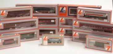 Fifteen Lima 00 gauge coaches and wagons, all in original boxes