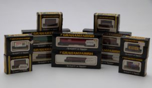 Twelve Graham Farish N gauge wagons and tankers, all in original boxes