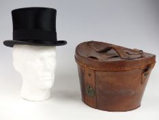 Gieves of Old Bond Street top hat in fitted leather box