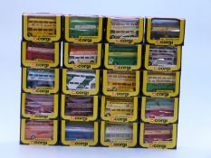 Twenty Corgi diecast model double decker buses, all in original boxes