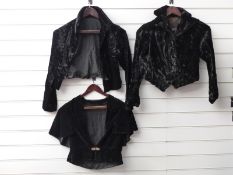 Three velvet capes and jackets