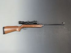 BSA Meteor .22 air rifle with semi-pistol grip, butt pad and Bushnell High Contrast scope, NVSN