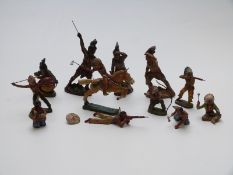 Twelve Elastolin model North American Indian Warriors