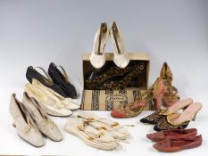 Collection of Victorian and other footwear and stockings