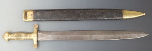 French 1831 pattern 'Gladius Briquet' short sword number 799 stamped to guard, with leather