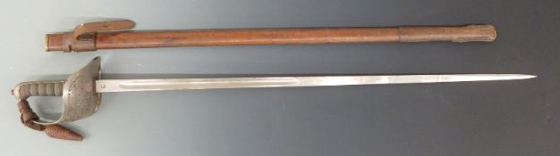 British Army 1987 pattern officers sword with pierced guard and Edward VII cypher, fishskin and wire