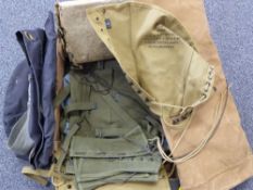 A number of Navy and Army canvas kit bags / holdalls, two pairs of gaiters etc