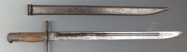 Japanese type 30 Arisaka bayonet star stamped to Ricasso blade length 39cm with metal scabbard