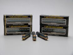 Two Graham Farish N gauge BR Inter-City 125 trains, one with two locomotives and two coaches the