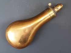 Bartram & Co copper and brass powder flask, 19.5cm long