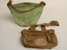 WWII British Army canvas water carrier together with a first aid canvas bag, both dated 1942