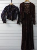 Victorian embroidered jacket and a brown lace dress and jacket