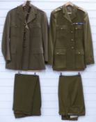 British Army two number 2 dress uniforms, both with tunics and trousers, one with Lieutenant rank