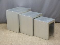 Modern nest of three tables in crocodile effect finish, height 55cm