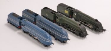 Four Hornby 00 gauge 4-6-2 locomotives Coronation, Princess Alexandra, Andrew McCosh and Mallard