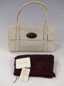 Mulberry white patent Spazzalato leather East West Bayswater handbags with metallic fittings,