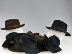 Four felt Fedora hats by Christys' London, two by Battersby and a further three examples