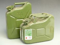 Two jerry can style petrol cans