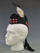 British Army Scottish Glengarry cap marked with broad arrow and 1264 to inner band, with black and