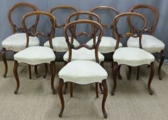 Eight 19thC balloon back dining chairs