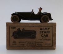 Britains Ltd diecast model Army Staff Car with green and black body and green hubs, 1448, in