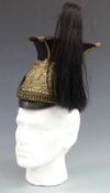 British Army Victorian other ranks 16th Lancers chapka or lancer's cap, the skull and peak of