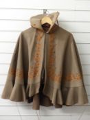Late Victorian/Edwardian cape with stiff collar and braided decoration