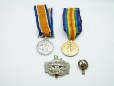 British Army WWI medal pair comprising War Medal and Victory Medal awarded to 40017 Pte. J.R Turk,