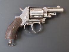 Unnamed 8mm protector five-shot double action centre fire revolver with chequered wooden grips,