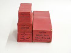 Three Hornby 0 gauge wagons and vans No.1 Goods Van, Hopper Wagon and Passenger Brake Van together